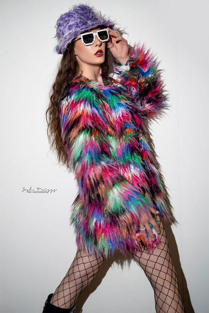 Winter Long Coat - Rainbow Fox