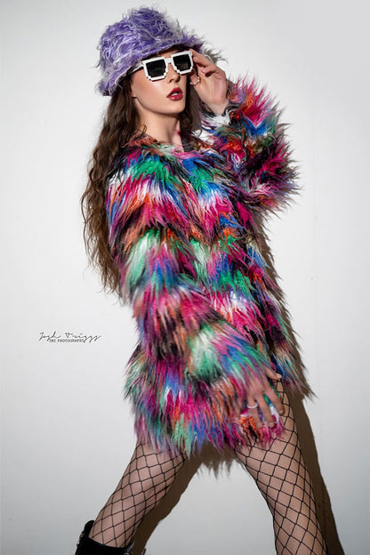 Winter Long Coat - Rainbow Fox