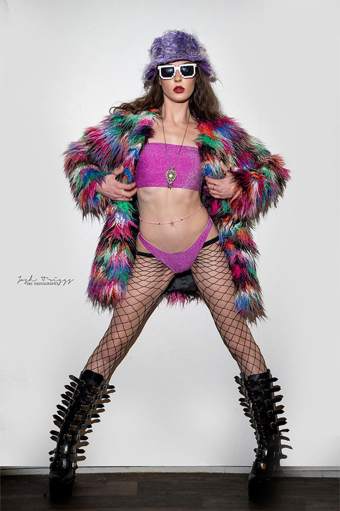 Winter Long Coat - Rainbow Fox