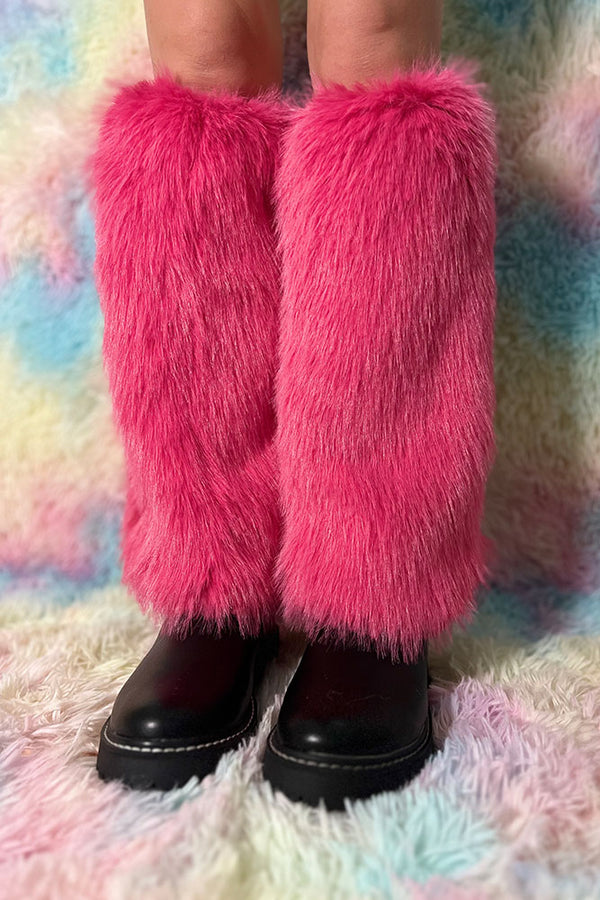 Pink Faux Fur Fuzzy Leg Warmer