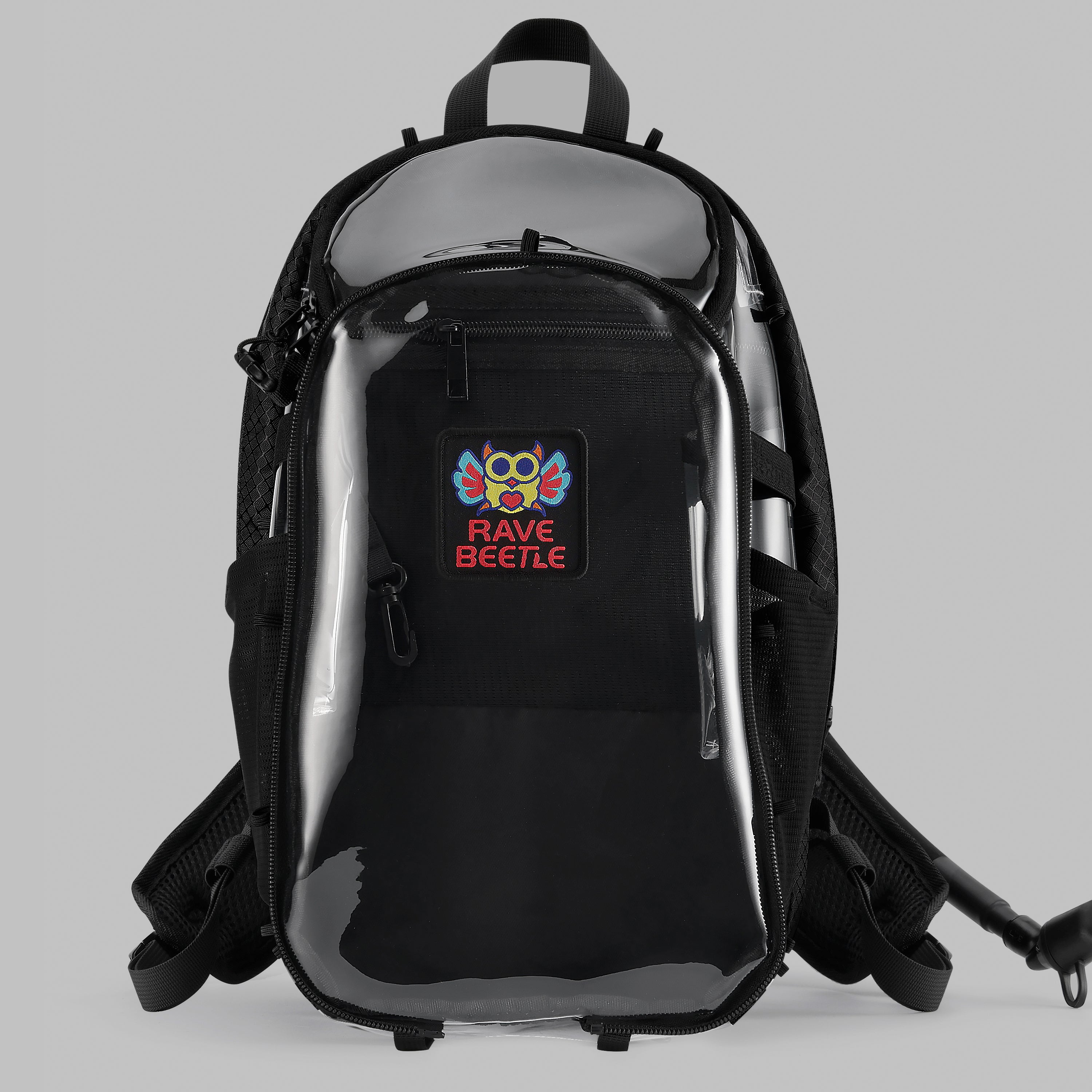 RaveBeetle Elytra Hydration Pack 2.0 – Festival Backpack with Water Bladder (Clear)