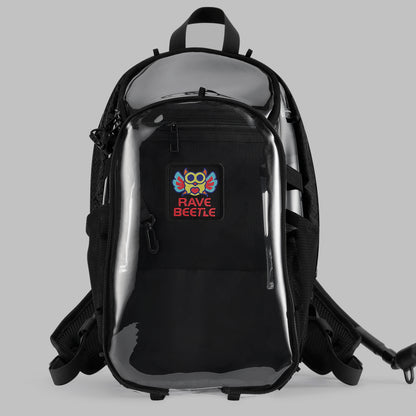 RaveBeetle Elytra Hydration Pack 2.0 – Festival Backpack with Water Bladder (Clear)