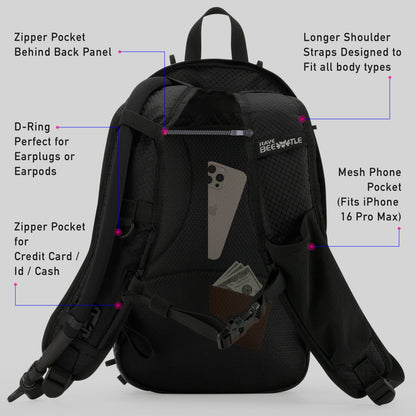 RaveBeetle Elytra Hydration Pack 2.0 – Festival Backpack with Water Bladder (Clear)