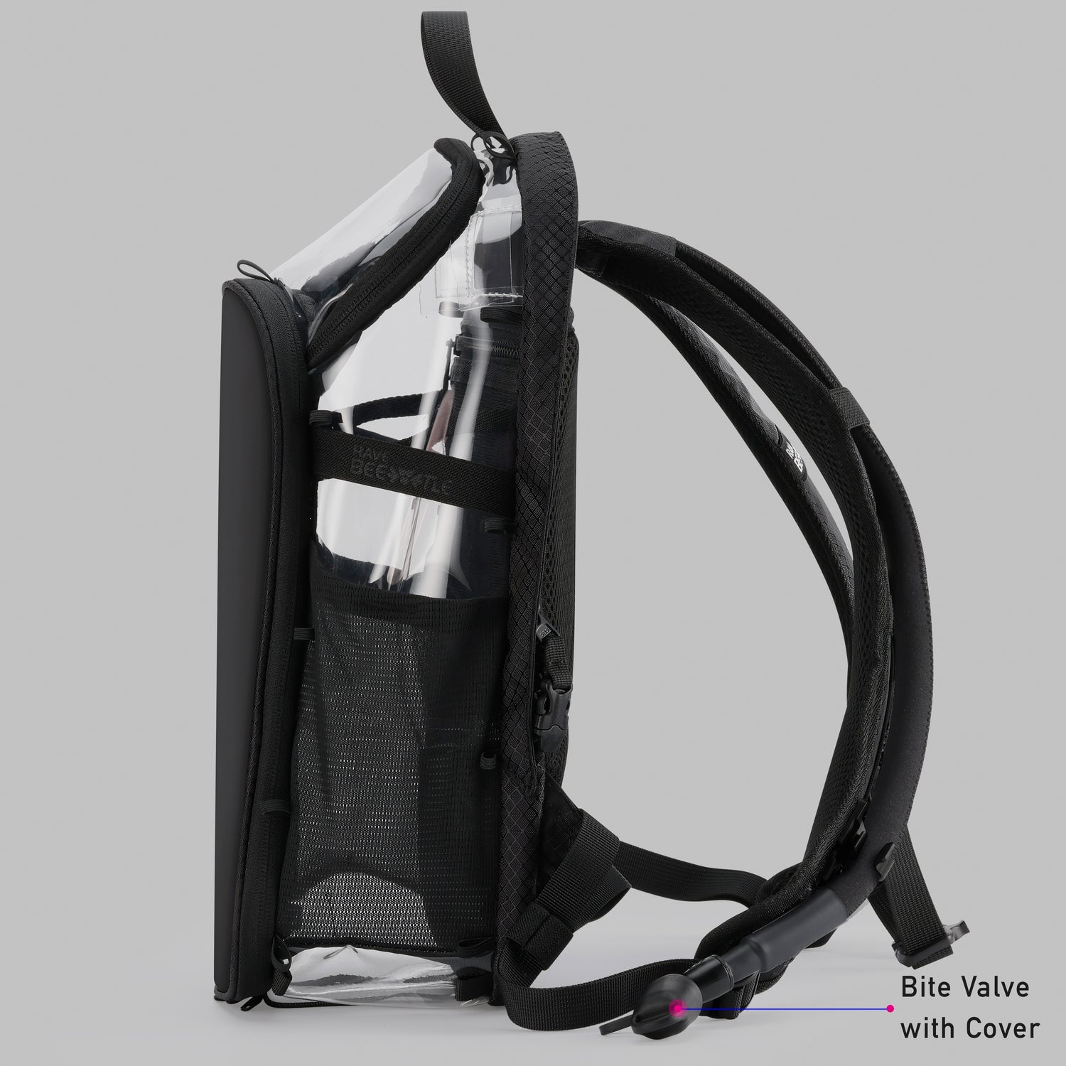 RaveBeetle Elytra Hydration Pack 2.0 – Festival Backpack with Water Bladder (Clear)