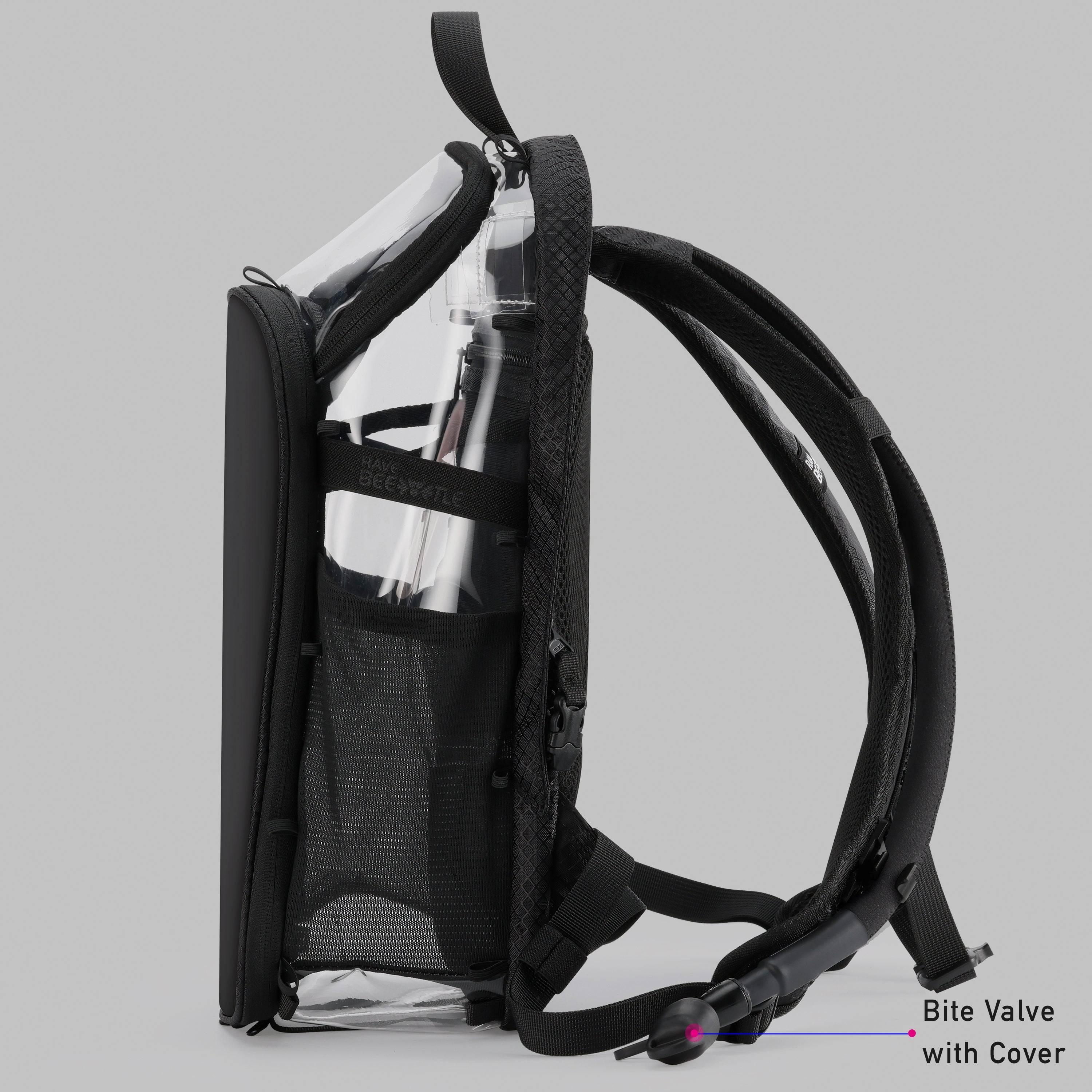 RaveBeetle Elytra Hydration Pack 2.0 – Festival Backpack with Water Bladder (Clear)