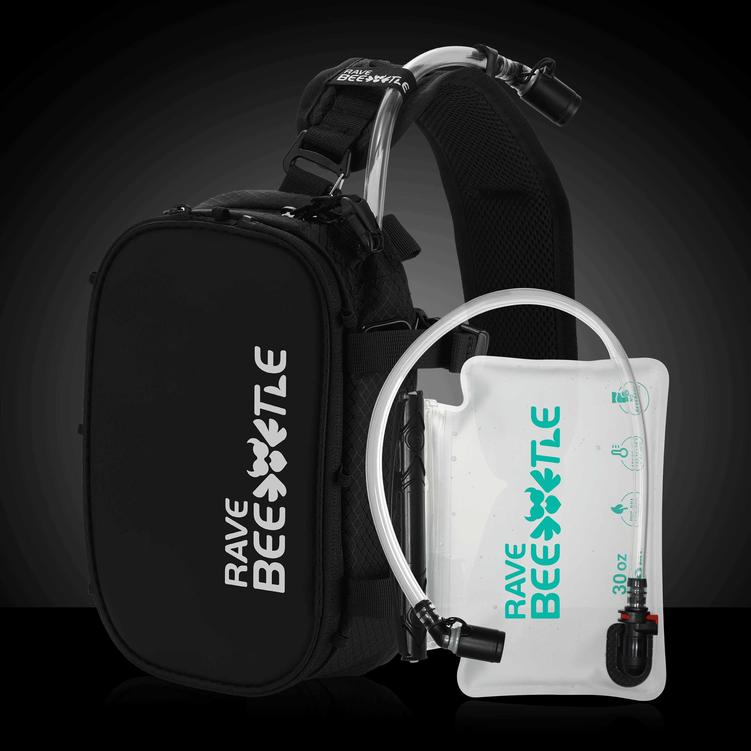 HART Hydration Sling Pack - Customizable, Anti-Theft Festival Pack (Black)