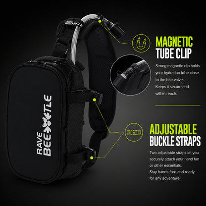 HART Hydration Sling Pack - Customizable, Anti-Theft Festival Pack (Black)