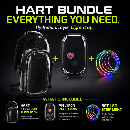 HART Hydration Sling Pack Pin Display Bundle + 6FT LED Strip Light (Clear)