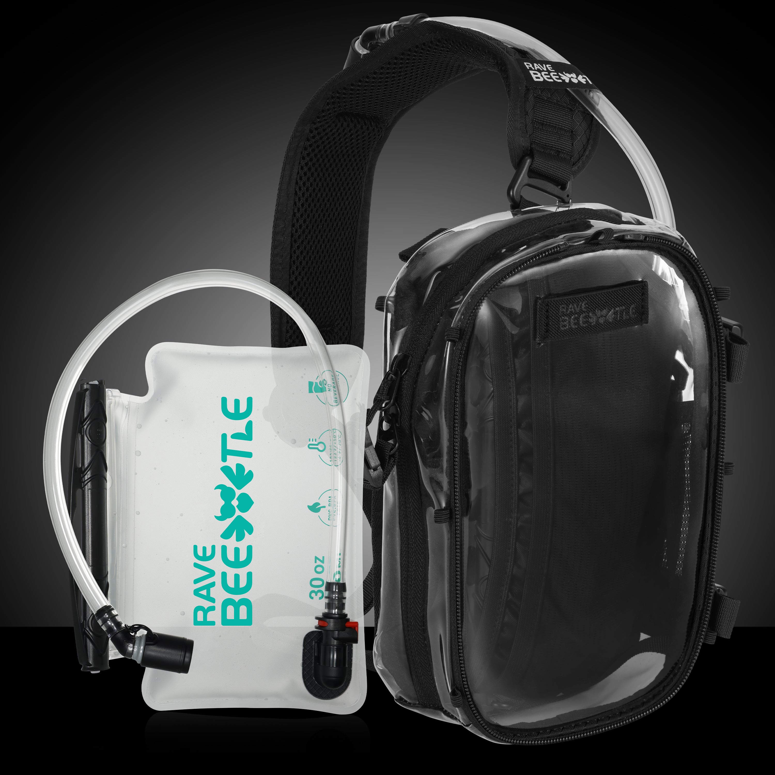 HART Hydration Sling Pack - Customizable, Anti-Theft Festival Pack (Clear)