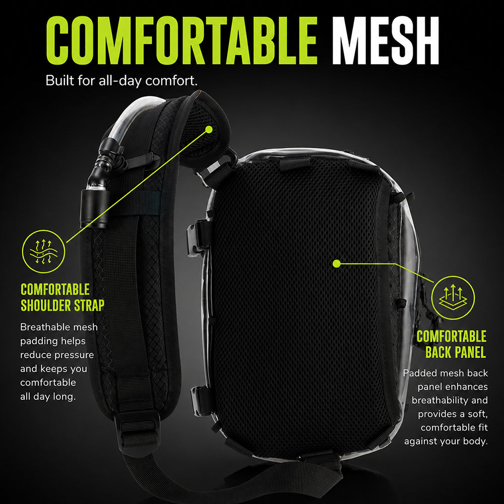 HART Hydration Sling Pack - Customizable, Anti-Theft Festival Pack (Clear)