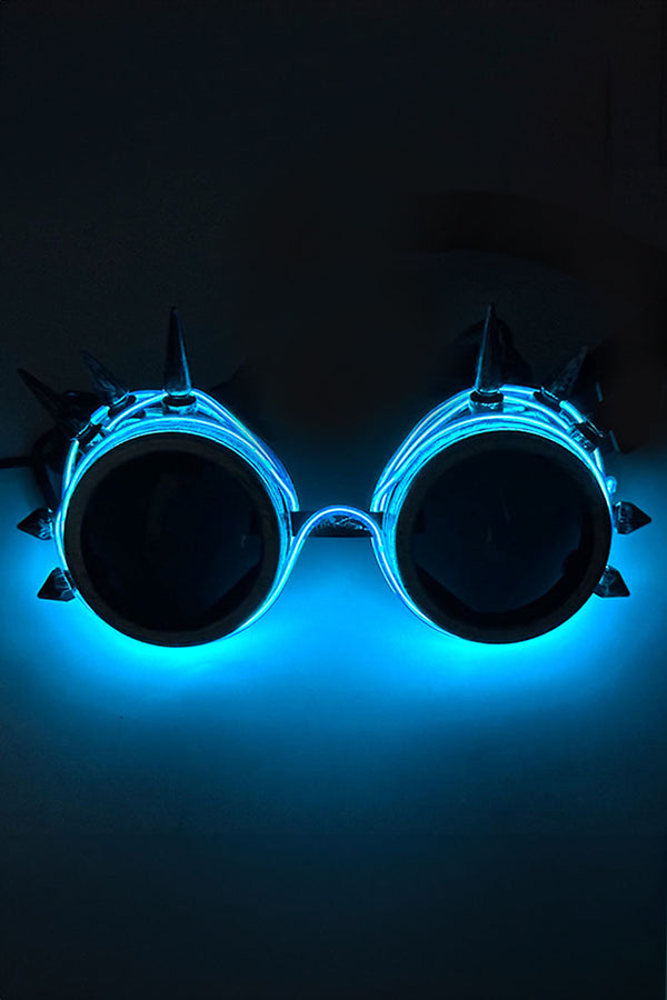 Spiked Steampunk Luminescence Goggles - Blue