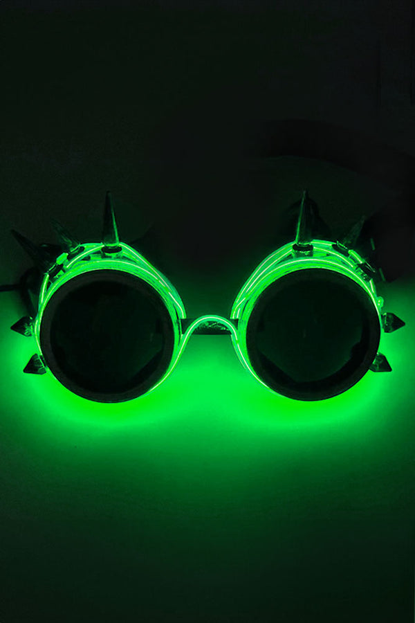 Spiked Steampunk Luminescence Goggles - Green