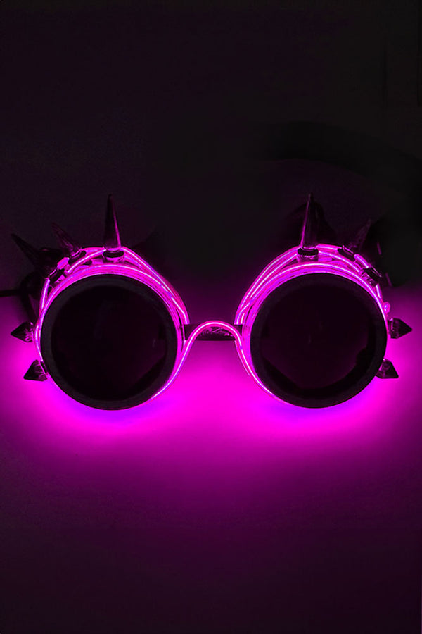 Spiked Steampunk Luminescence Goggles - Pink