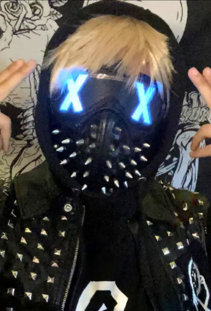 Spiked Steampunk LED Leather Mask