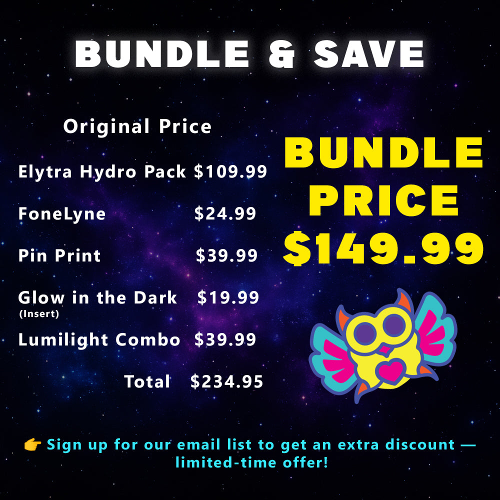 Elytra Essentials Bundle – Pin Print, Glow in the Dark Insert, Lumilight Combo &amp; Fonelyne Tether