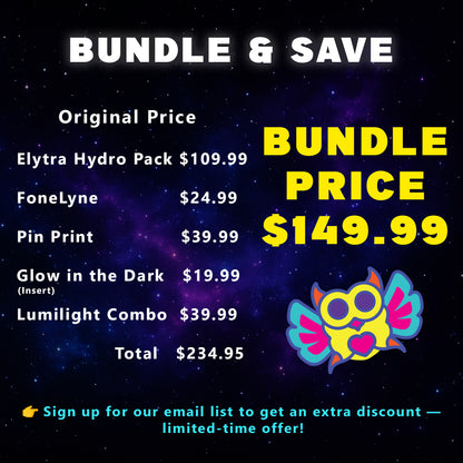Elytra Essentials Bundle – Pin Print, Glow in the Dark Insert, Lumilight Combo &amp; Fonelyne Tether