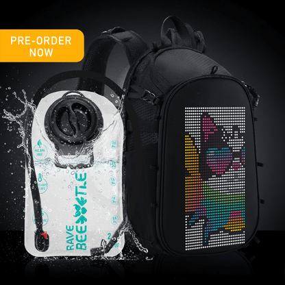RaveBeetle Elytra LED Hydration Pack 3.0 – Festival Backpack with Water Bladder (Black)