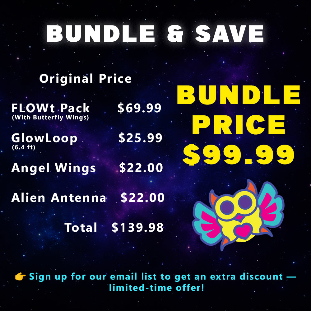 FLOWt Essential Bundle – Angel, Butterfly Wings, Alien Antenna &amp; GlowLoop Vibe Pack