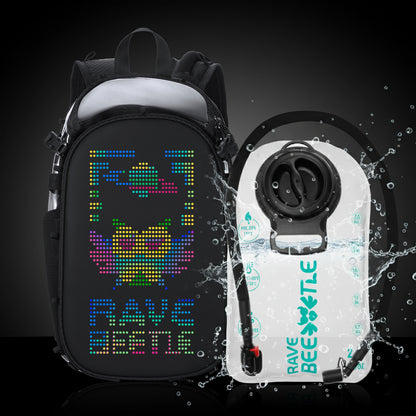 RaveBeetle Elytra LED Hydration Pack 3.0 – Festival Backpack with Water Bladder (Clear)