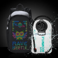 RaveBeetle Elytra LED Hydration Pack 3.0 – Festival Backpack with Water Bladder (Clear)