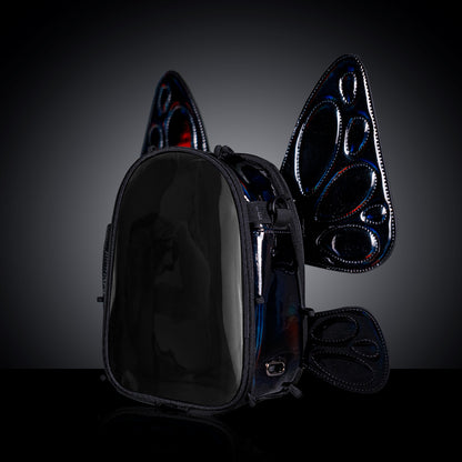 RaveBeetle FLOWt Pin Display Festival Pack – Swappable Wing Rave Backpack with Light Accessory (Black)