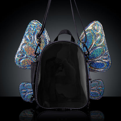 RaveBeetle FLOWt Pin Display Festival Pack – Swappable Wing Rave Backpack with Light Accessory (Disco)