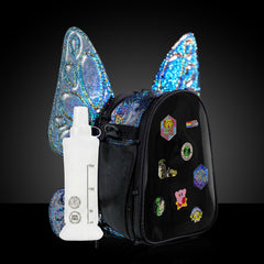 RaveBeetle FLOWt Pin Display Hydration Festival Pack – Swappable Wing Rave Backpack with 8oz Soft Water Bottle & Light Accessory (Disco)
