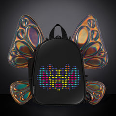 RaveBeetle FLOWt LED Festival Pack – Swappable Wing Rave Backpack with Light Accessory (Holographic Mocha)