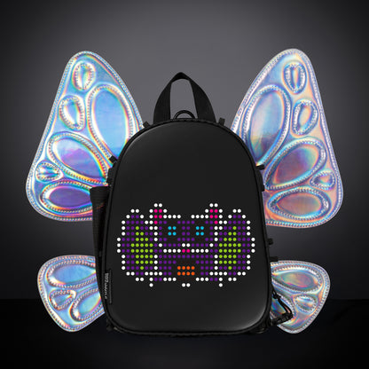 RaveBeetle FLOWt Festival Pack with Swappable Wing and Customizable LED Backpack Silver