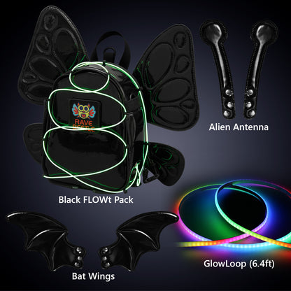 FLOWt Essential Bundle – Bat, Butterfly Wings, Alien Antenna &amp; GlowLoop Vibe Pack