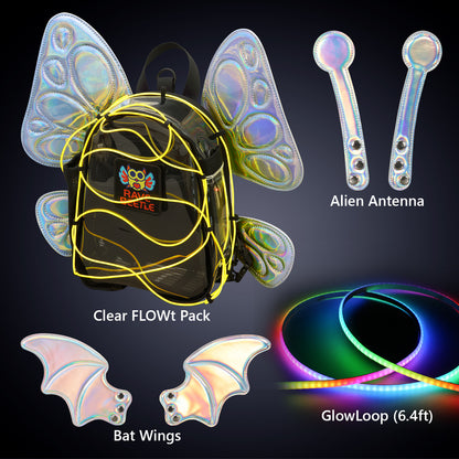 FLOWt Essential Bundle – Bat, Butterfly Wings, Alien Antenna &amp; GlowLoop Vibe Pack