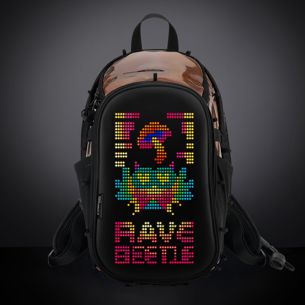 RaveBeetle Elytra Festival LED Hydration Backpack customizable light up Mocha
