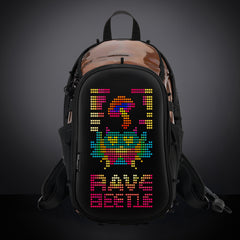 RaveBeetle Elytra LED Hydration Pack – Festival Backpack with Water Bladder (Holographic Mocha)