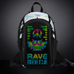 RaveBeetle Elytra LED Hydration Pack – Festival Backpack with Water Bladder (Holographic Silver)