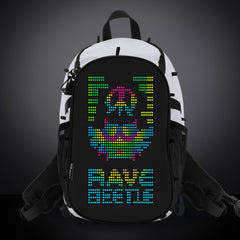 RaveBeetle Elytra LED Hydration Pack – Festival Backpack with Water Bladder (White)
