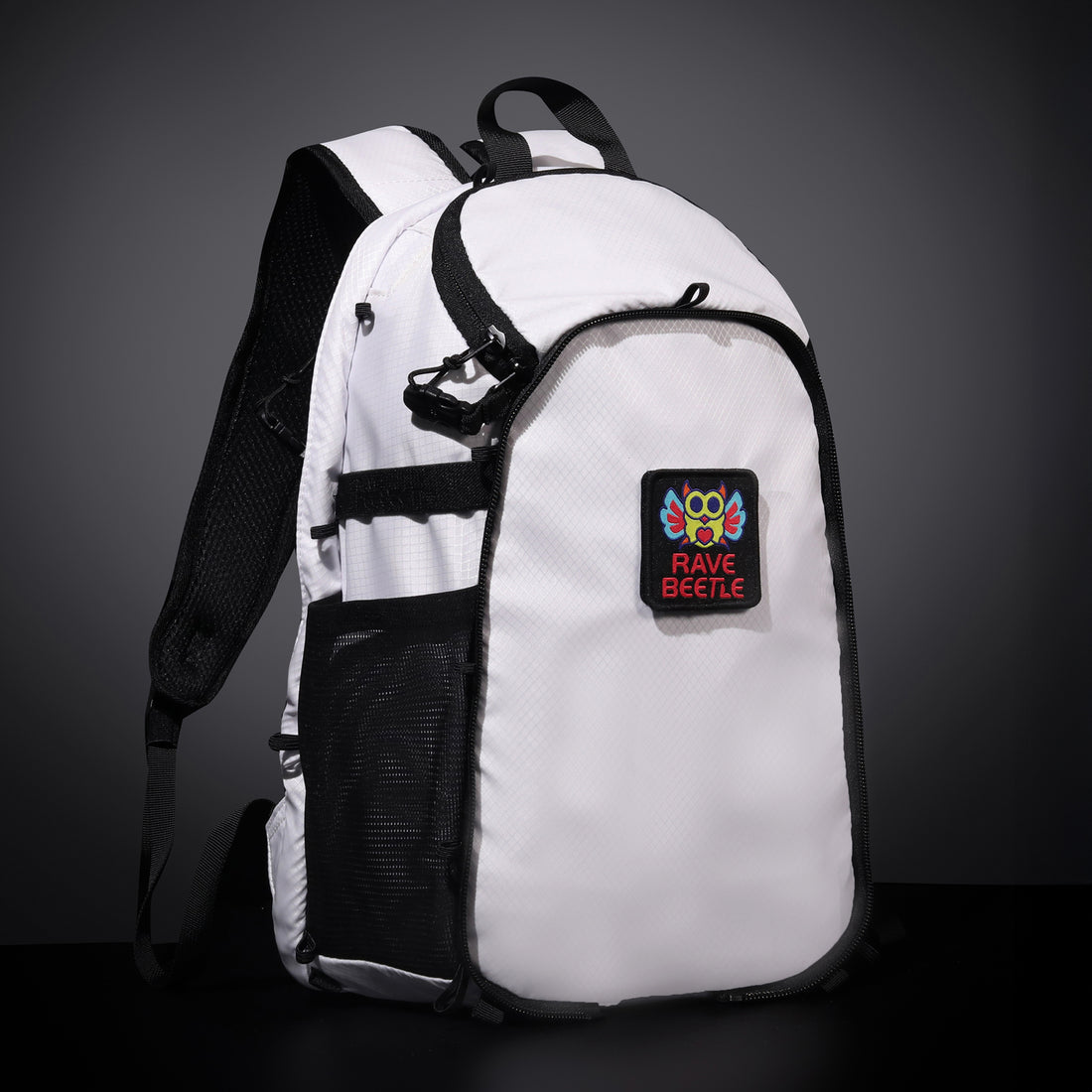 RaveBeetle Elytra Festival Hydration Backpack customizable Rave Hydro Pack light up White