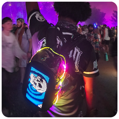 RaveBeetle Elytra LED Hydration Pack – Festival Backpack with Water Bladder (Holographic Silver)