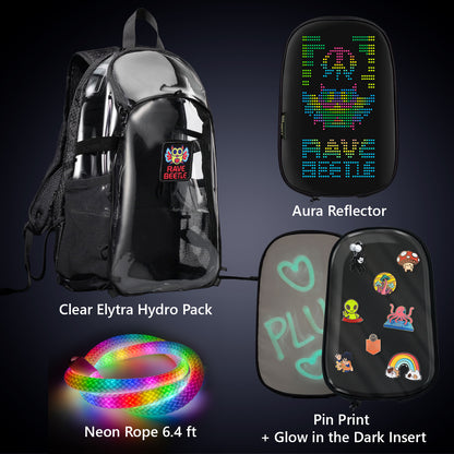 Elytra Aura Bundle – LED Screen, Pin Print, Glow in the Dark Insert &amp; Neon Rope 6.4ft Set
