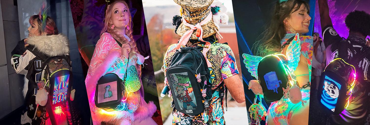 RaveBeetle FLOWt Festival Pack Wngs Elytra LED Hydration Rave Backpack Light up Customizable 