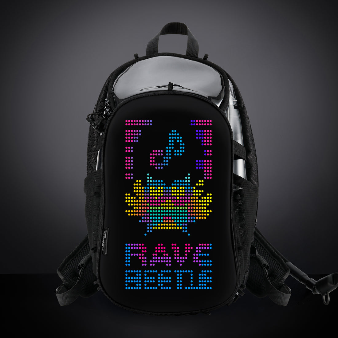 RaveBeetle Elytra Festival LED Hydration Backpack customizable light up Clear
