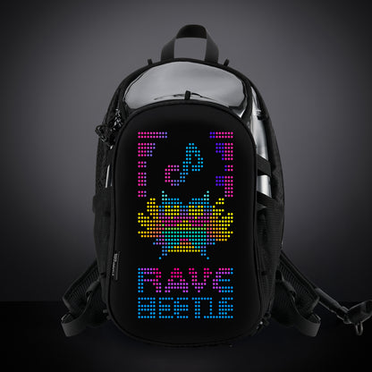 RaveBeetle Elytra Festival LED Hydration Backpack customizable light up Clear