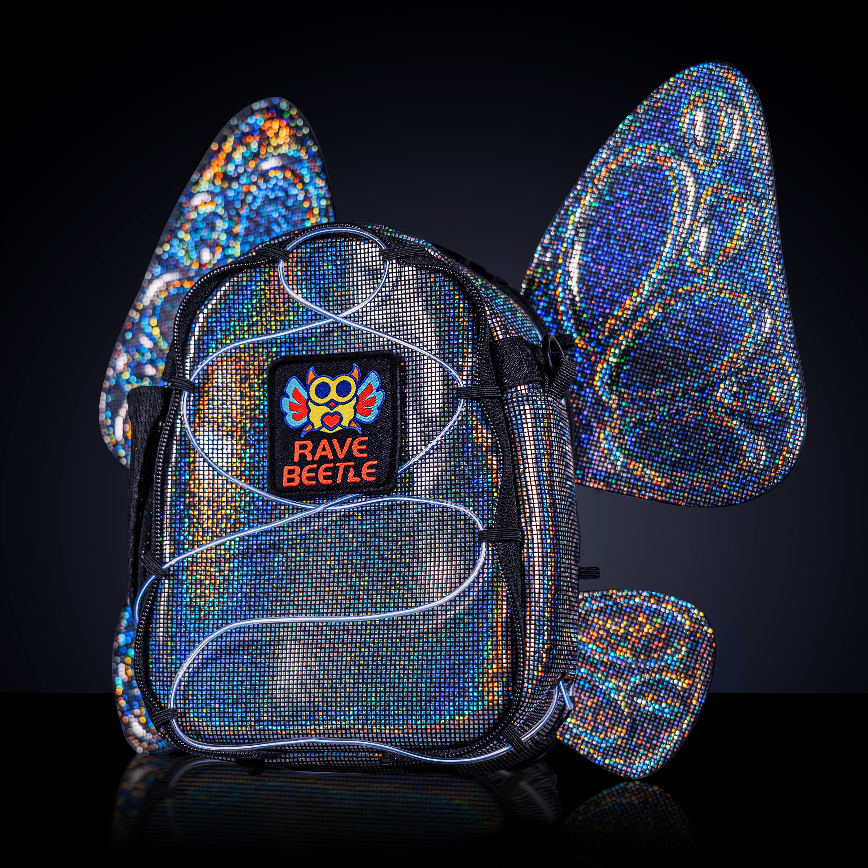 RaveBeetle FLOWt LED Festival Hydration Pack – Swappable Wing Rave Bac