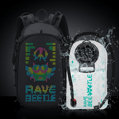 RaveBeetle Elytra LED Hydration Pack 3.0 – Festival Backpack with Water Bladder (Black)