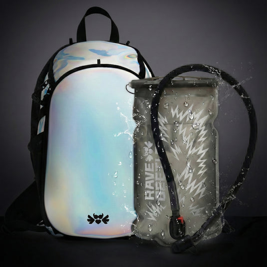 RaveBeetle Elytra Hydration Festival Backpack Silver