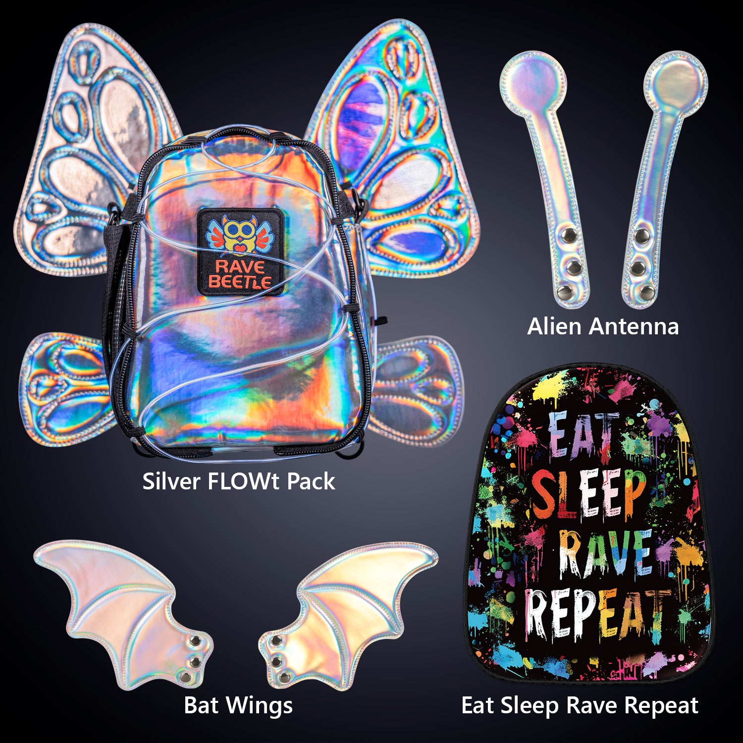 FLOWt Essential Bundle – Wings &amp; Eat Sleep Rave Repeat Vibe Print Pack