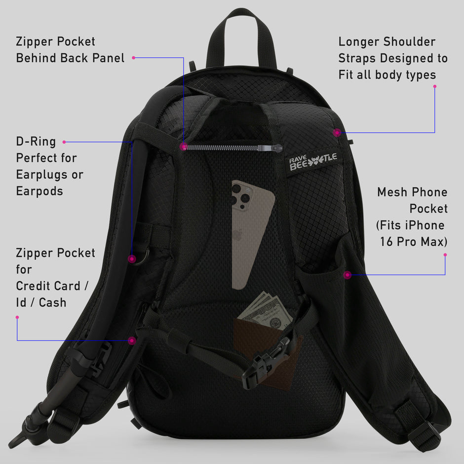 Rave Hydration Pack | Anti-Theft EDC & Festival Hydro Backpack – RaveBeetle